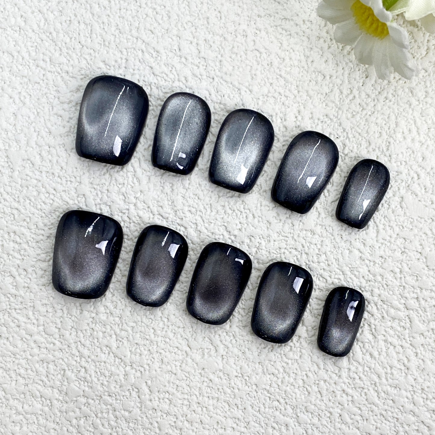 KETOR Deep Blue Press On Nails – Handmade Reusable Glitter Fake Nails with a Sleek & Elegant Finish(245)