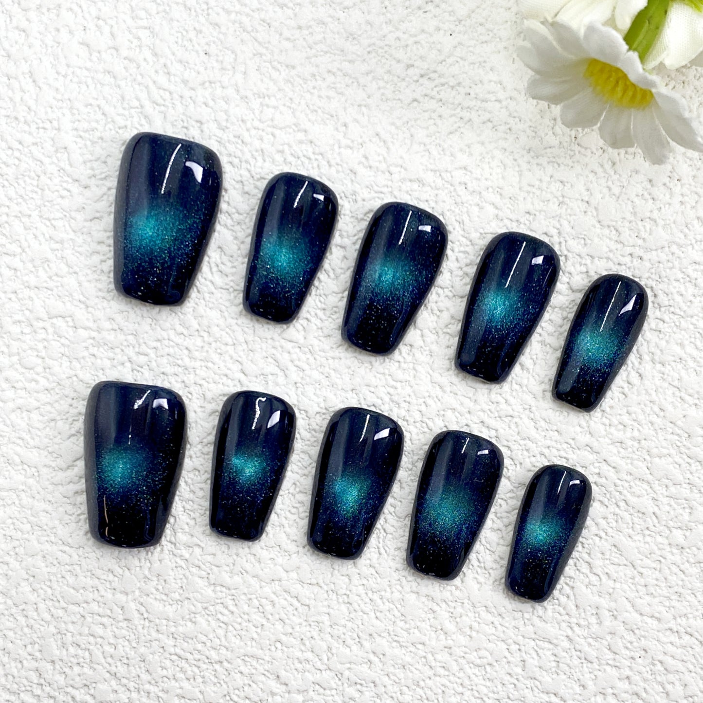 KETOR Deep Blue Glitter Press On Nails – Handmade Reusable Nails with Starry Night Sparkle(249)