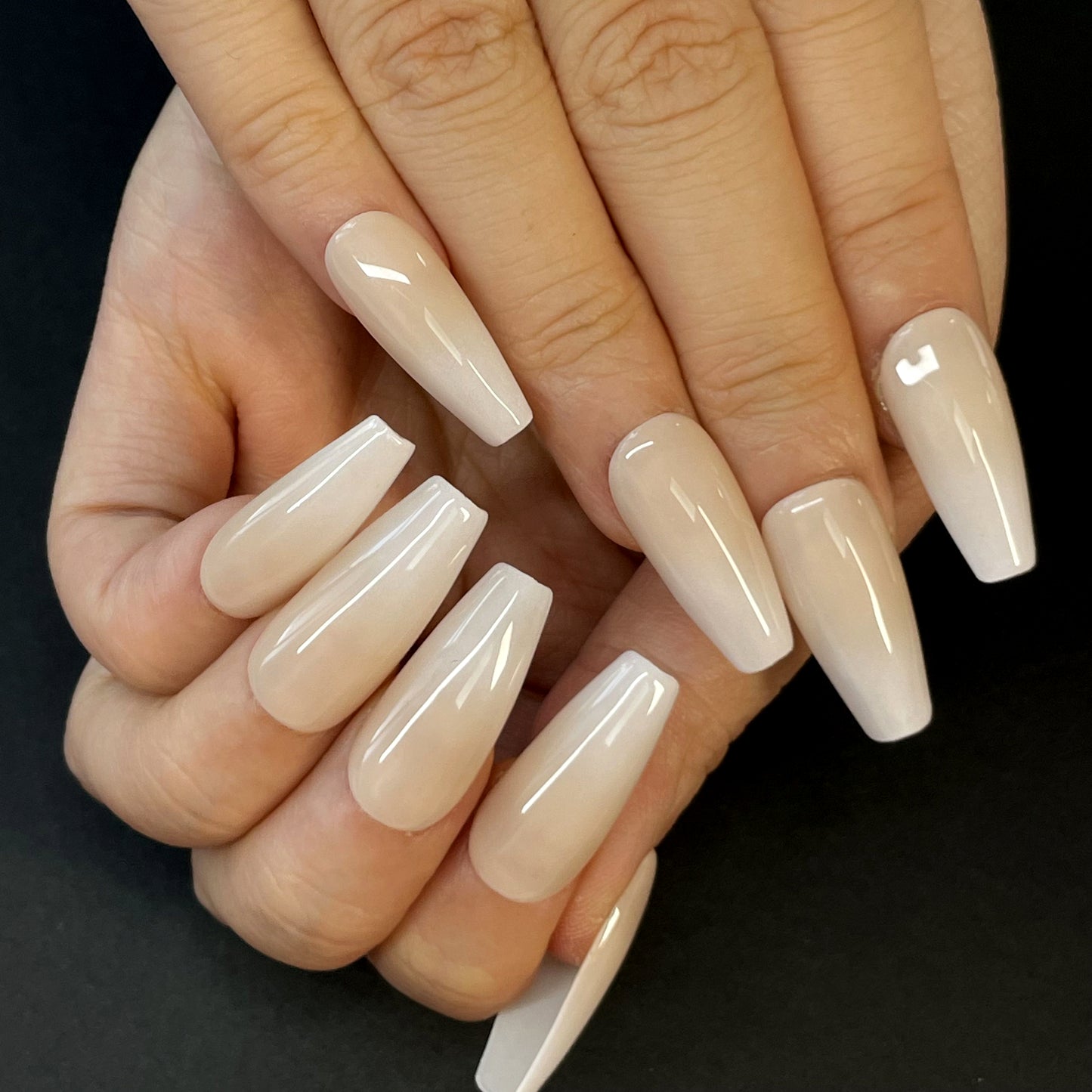 Milky White Almond Press-On Nails – Long, Pearly Shine | Elegant, Minimal Style for Daily Wear & Quick DIY Manicure(K2)