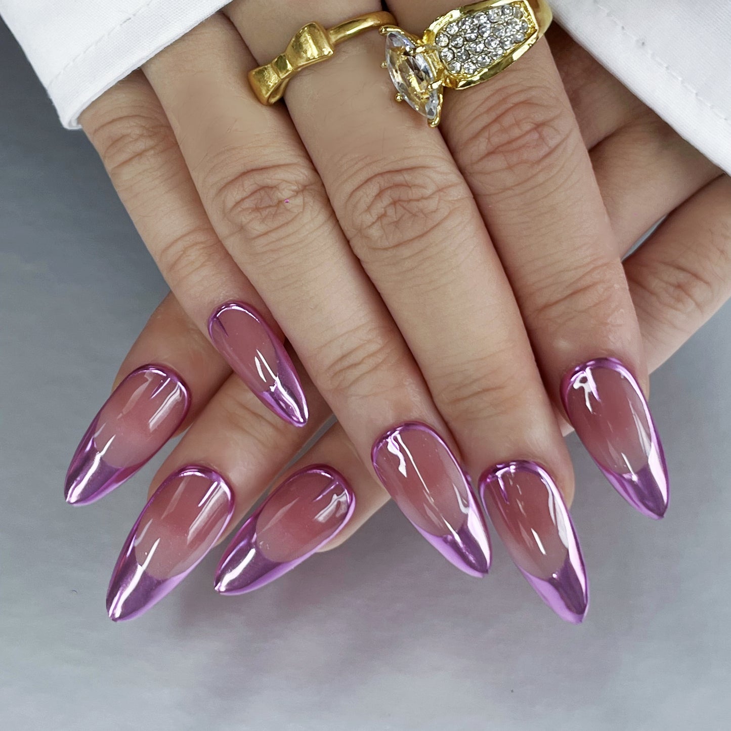 Chic & Simple: Nude to Purple Ombre Handmade Nails(K58)