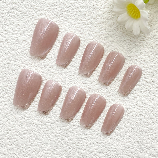 Romantic Pink Glitter Press On Nails – Sparkling Shine for Everyday & Party Looks(237)