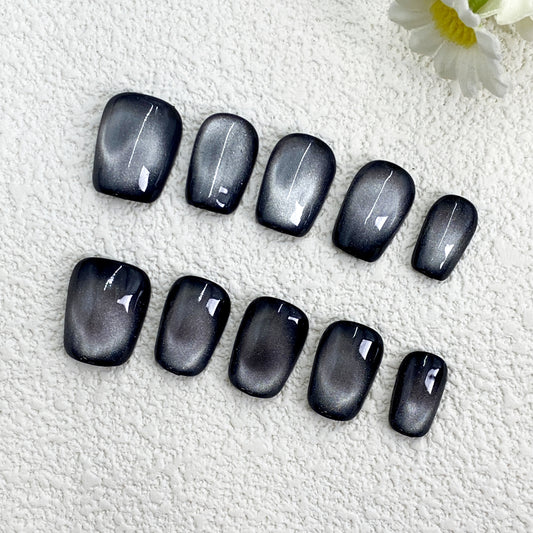 KETOR Deep Blue Press On Nails – Handmade Reusable Glitter Fake Nails with a Sleek & Elegant Finish（245）