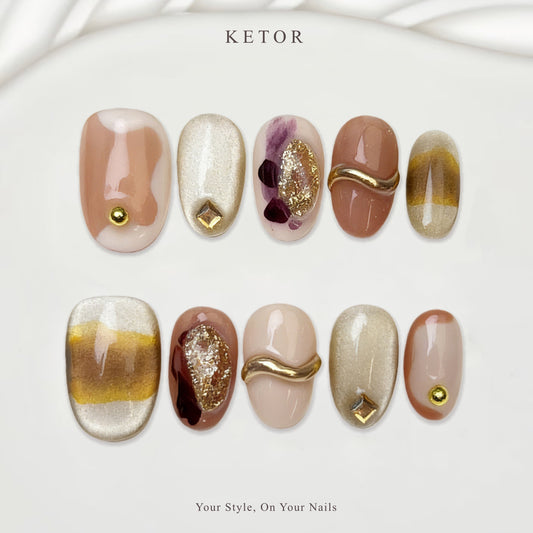 Abstract & Gold: Blush & Neutral Ombre with Foil & Stud Details（370）