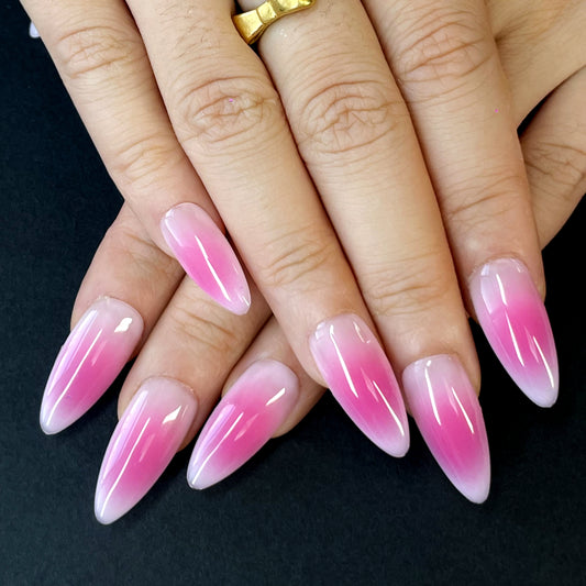 Pink & White Gradient Press-On Nails – Soft Ombre Design for a Sweet and Elegant Look, Perfect for Daily Wear or Special Occasions（K24)）